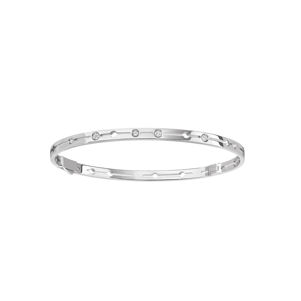 Dinh Van Pulse Small White Gold and Diamond Bangle 328512 image number 0